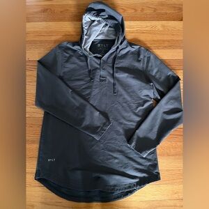 BYLT Basics Grey Drop-Cut Lux Hooded Henley Size Medium